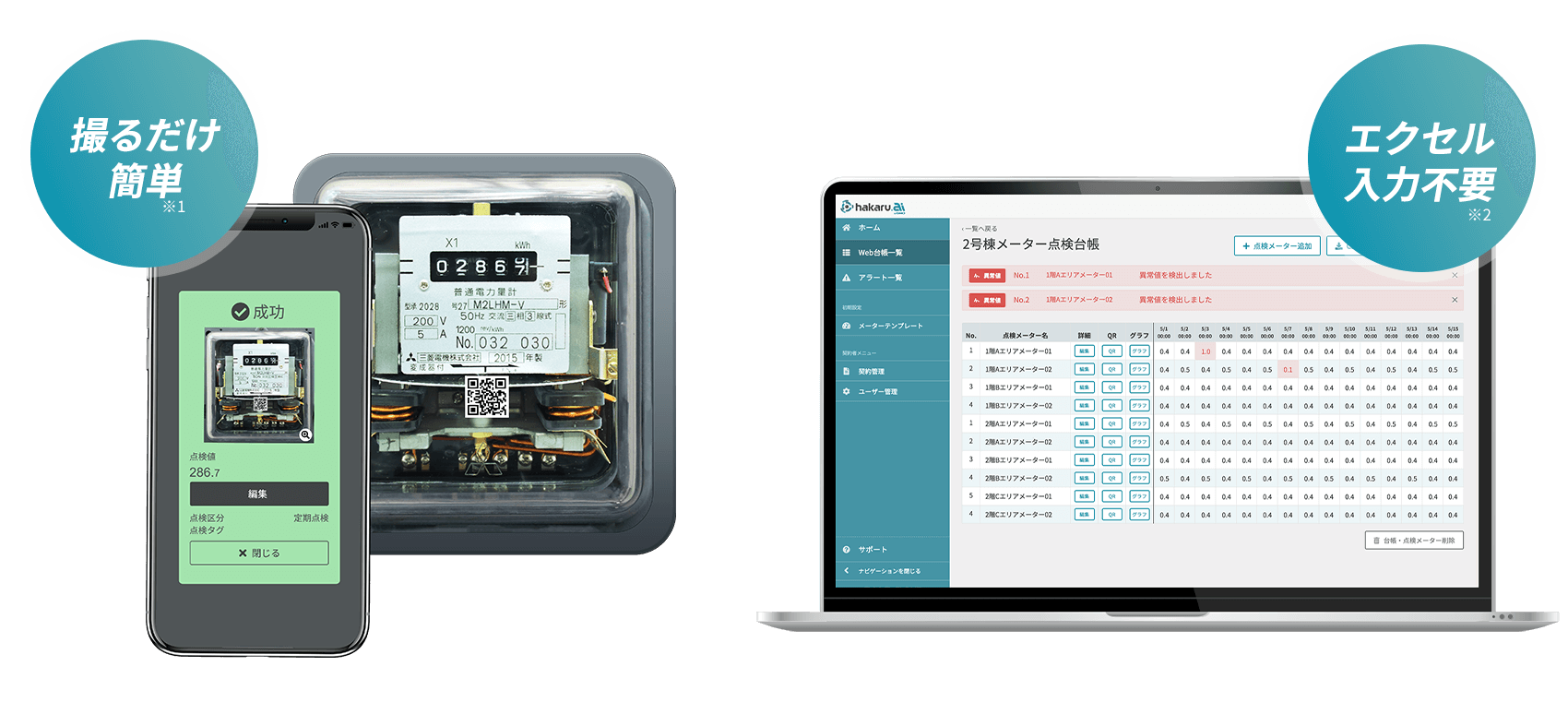 hakaru.aiのスマホ読み取りQRコードとコンパネ